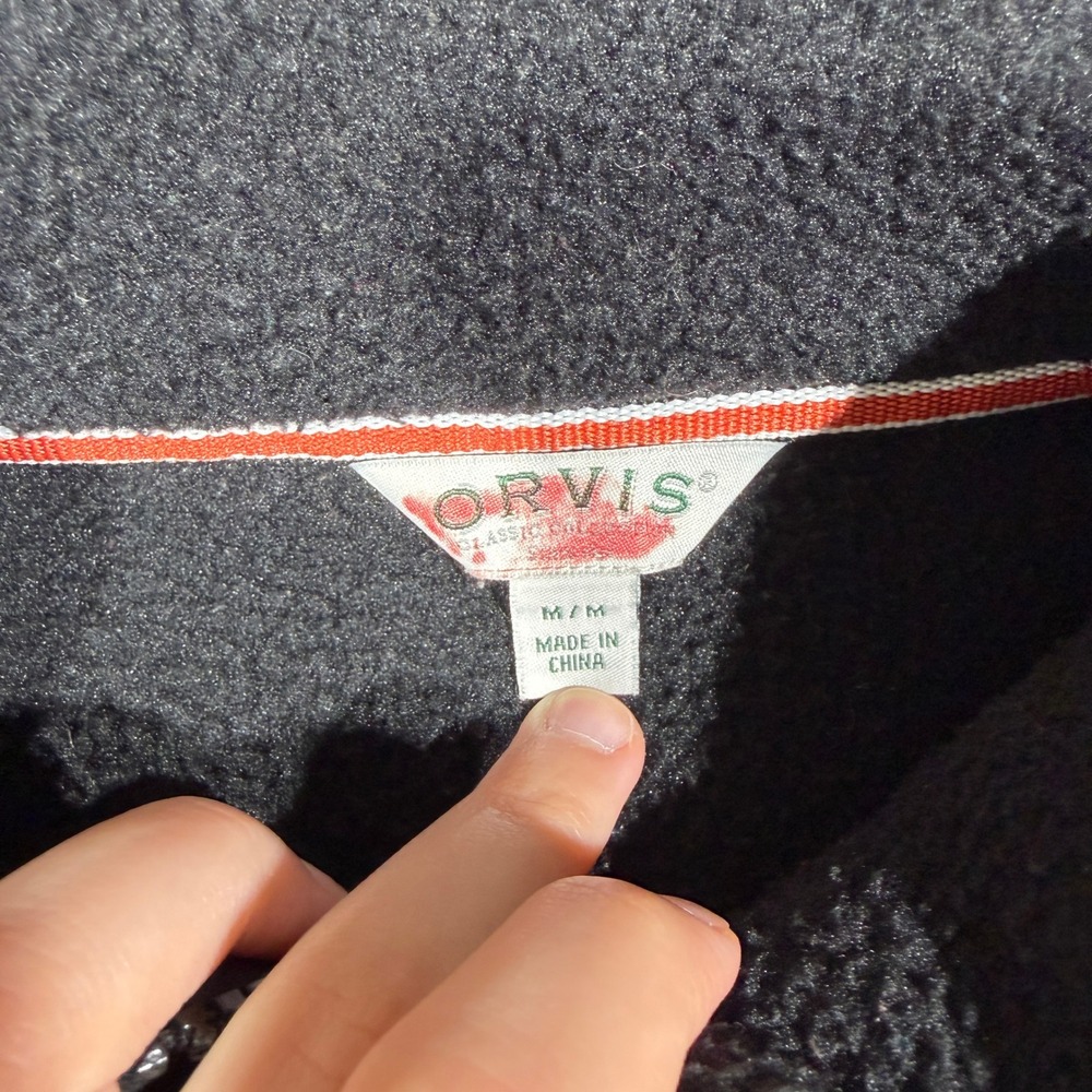 Orvis Mens M Black Full Zip Fleece Jacket Mock Neck Outdoor Hiking Winter - Picture 3 of 8